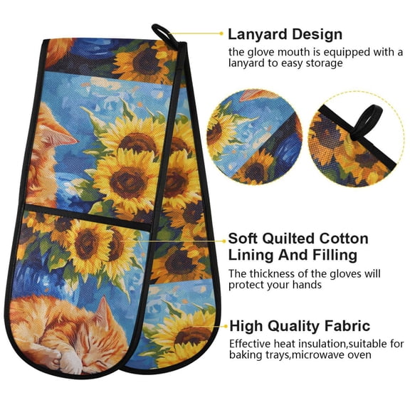 BZSMCE Oven Mitts Sunflower Dreams Creative Pattern Resistant Kitchen Gloves