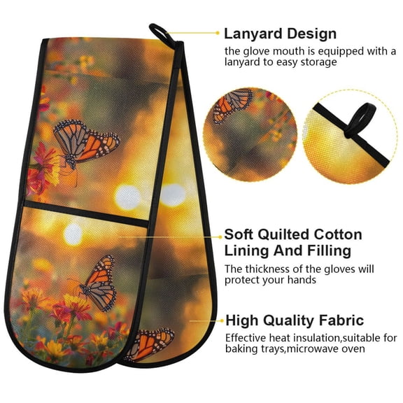 BZSMCE Oven Mitts Sunset Butterfly Bliss Creative Pattern Resistant Kitchen Gloves