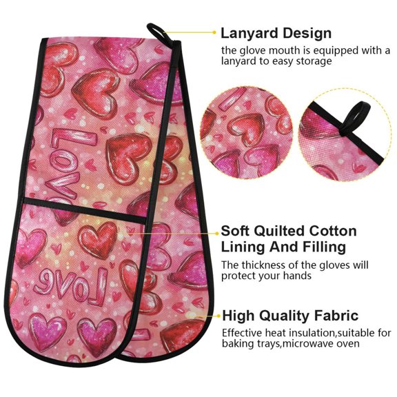 BZSMCE Oven Mitts Sweetheart Dreams Creative Pattern Resistant Kitchen Gloves