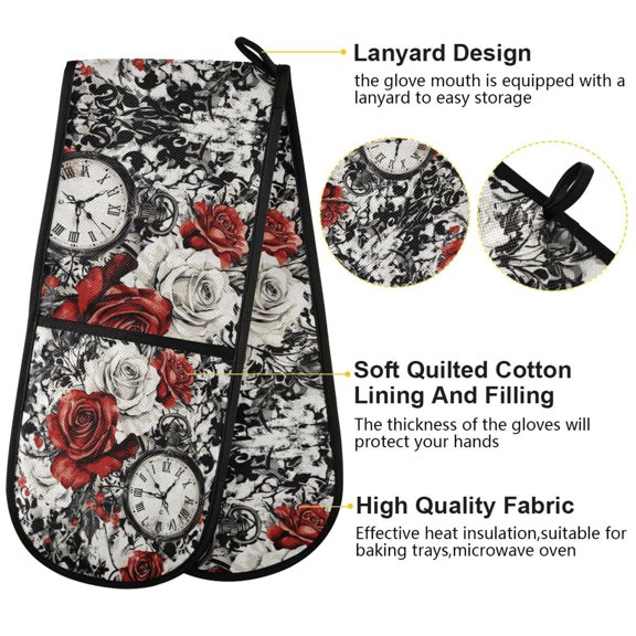 BZSMCE Oven Mitts Timeless Roses Creative Pattern Resistant Kitchen Gloves