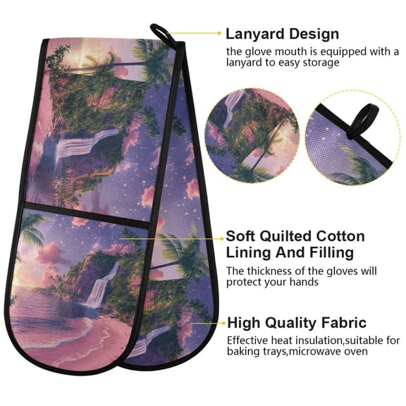 BZSMCE Oven Mitts Tropical Twilight Oasis Creative Pattern Resistant Kitchen Gloves