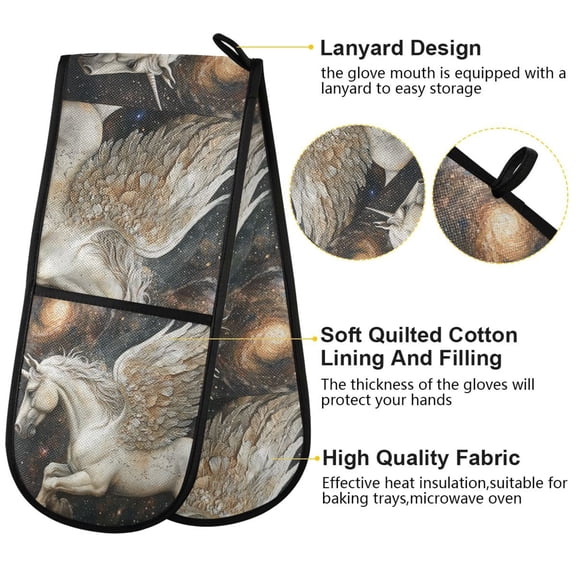 BZSMCE Oven Mitts Unicorn in Space Creative Pattern Resistant Kitchen Gloves