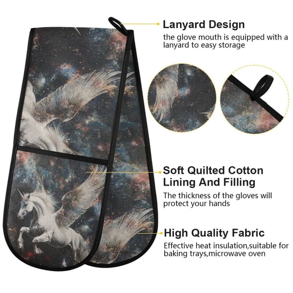 BZSMCE Oven Mitts Unicorn in Space Creative Pattern Resistant Kitchen Gloves