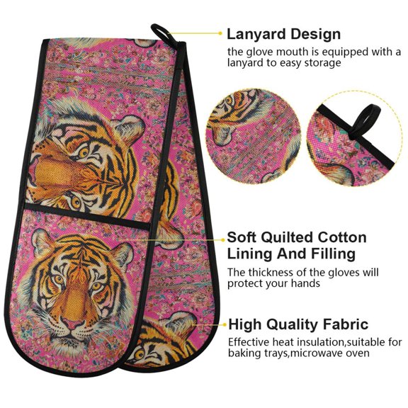 BZSMCE Oven Mitts Vibrant Tiger Majesty Creative Pattern Resistant Kitchen Gloves