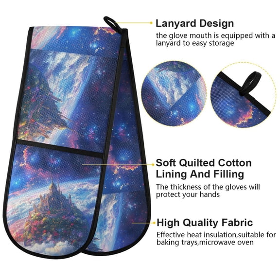 BZSMCE Oven Mitts Where Dreams Meet Reality Creative Pattern Resistant Kitchen Gloves
