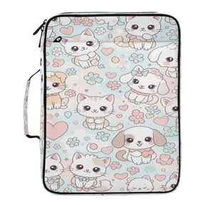BZSMCE Pastel Pet Party Pattern Water-Resistant Filing Folder Binder Organizer Keeper 1.2 Inch 3-Ring 7-Pocket Expanding File