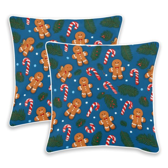 BZSMCE Pattern Gingers Candy Canes A Throw Pillow Covers Set of 2 Decorative Pillow Cases Covers for Sofa Bed Living Room