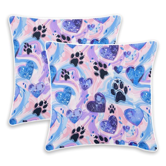 BZSMCE Paw Print Throw Pillow Covers Set of 2 Decorative Pillow Cases Covers for Sofa Bed Living Room