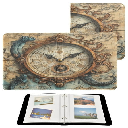 BZSMCE Photo Album Book Scrapbooking Antique Clock Pattern Printed Picture Album