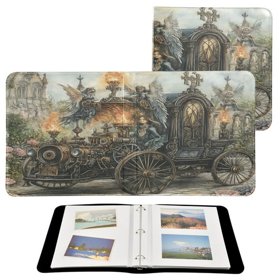 BZSMCE Photo Album Book Scrapbooking Art Steampunk Train Painting Printed Picture Album
