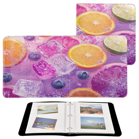 BZSMCE Photo Album Book Scrapbooking Citrus Slices Blueberries Ice Cubes Printed Picture Album