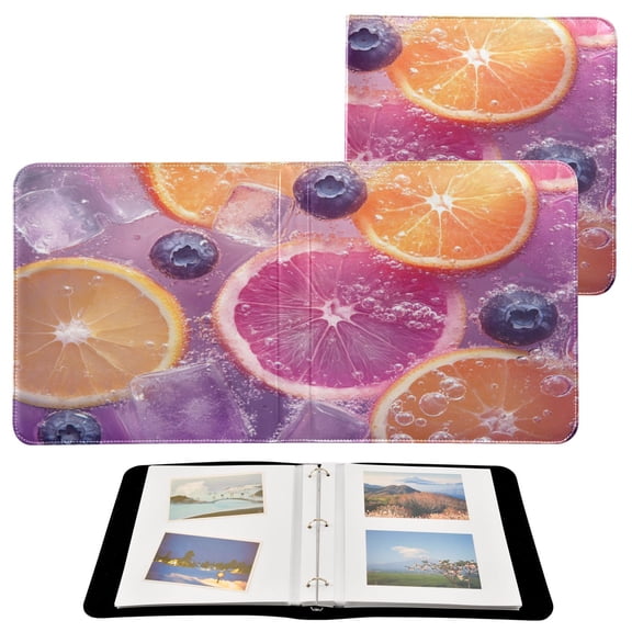 BZSMCE Photo Album Book Scrapbooking Citrus Slices Blueberries Ice Printed Picture Album