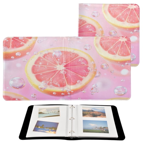 BZSMCE Photo Album Book Scrapbooking Grapefruit Slices with Bubbles Printed Picture Album