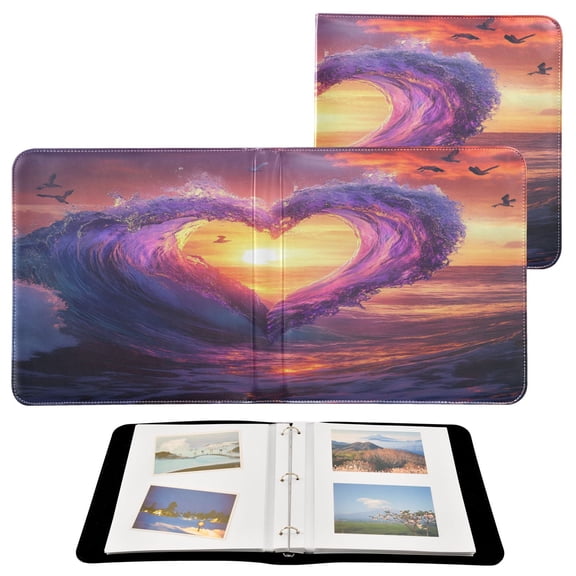 BZSMCE Photo Album Book Scrapbooking Heart-shaped Wave Drawing Printed Picture Album