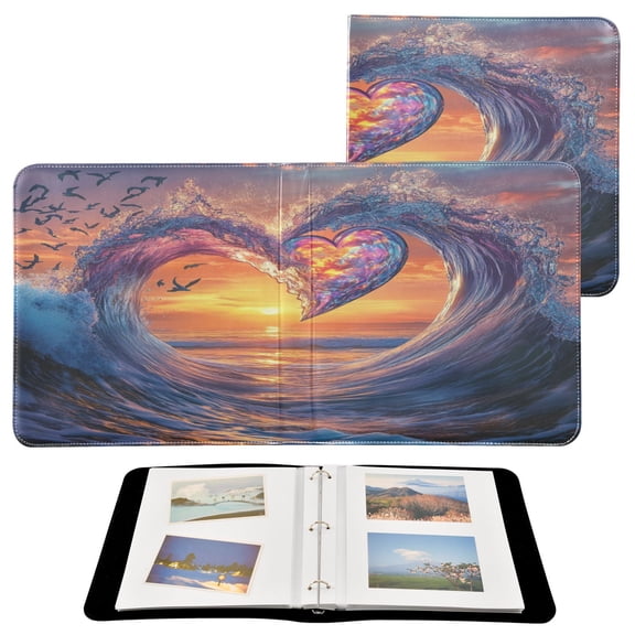BZSMCE Photo Album Book Scrapbooking Heart-shaped Wave Pattern Printed Picture Album