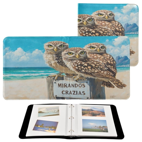 BZSMCE Photo Album Book Scrapbooking Owls Stand Signboard by The Sea Printed Picture Album