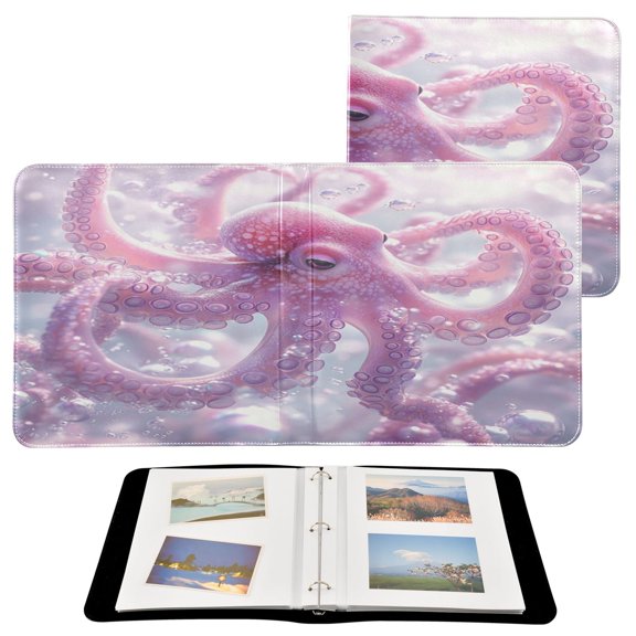BZSMCE Photo Album Book Scrapbooking Pink Octopuses Printed Picture Album