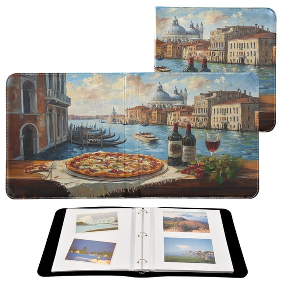 BZSMCE Photo Album Book Scrapbooking Pizza and Wine by Canal Printed Picture Album