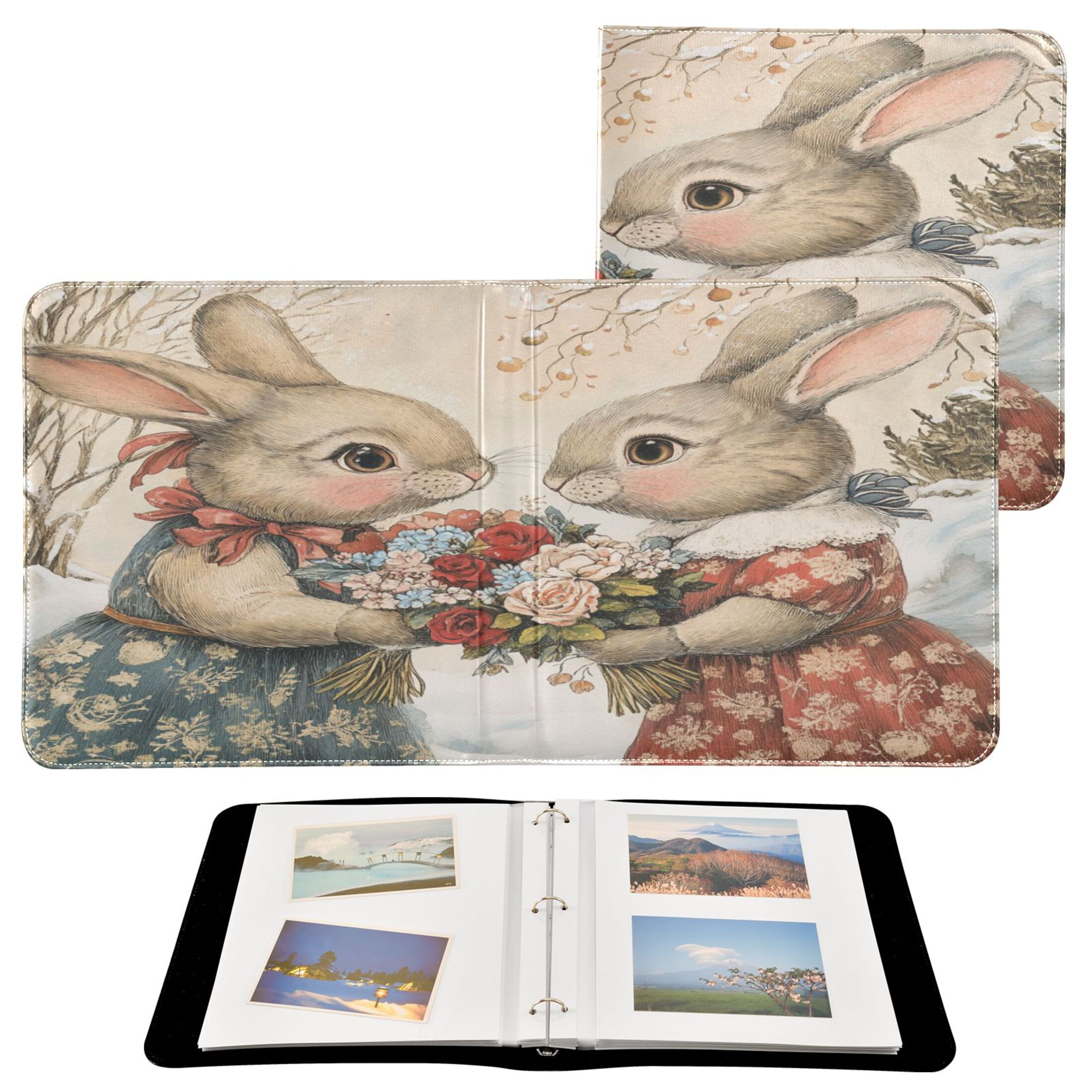BZSMCE Photo Album Book Scrapbooking Rabbit Holding Bouquets Painting ...