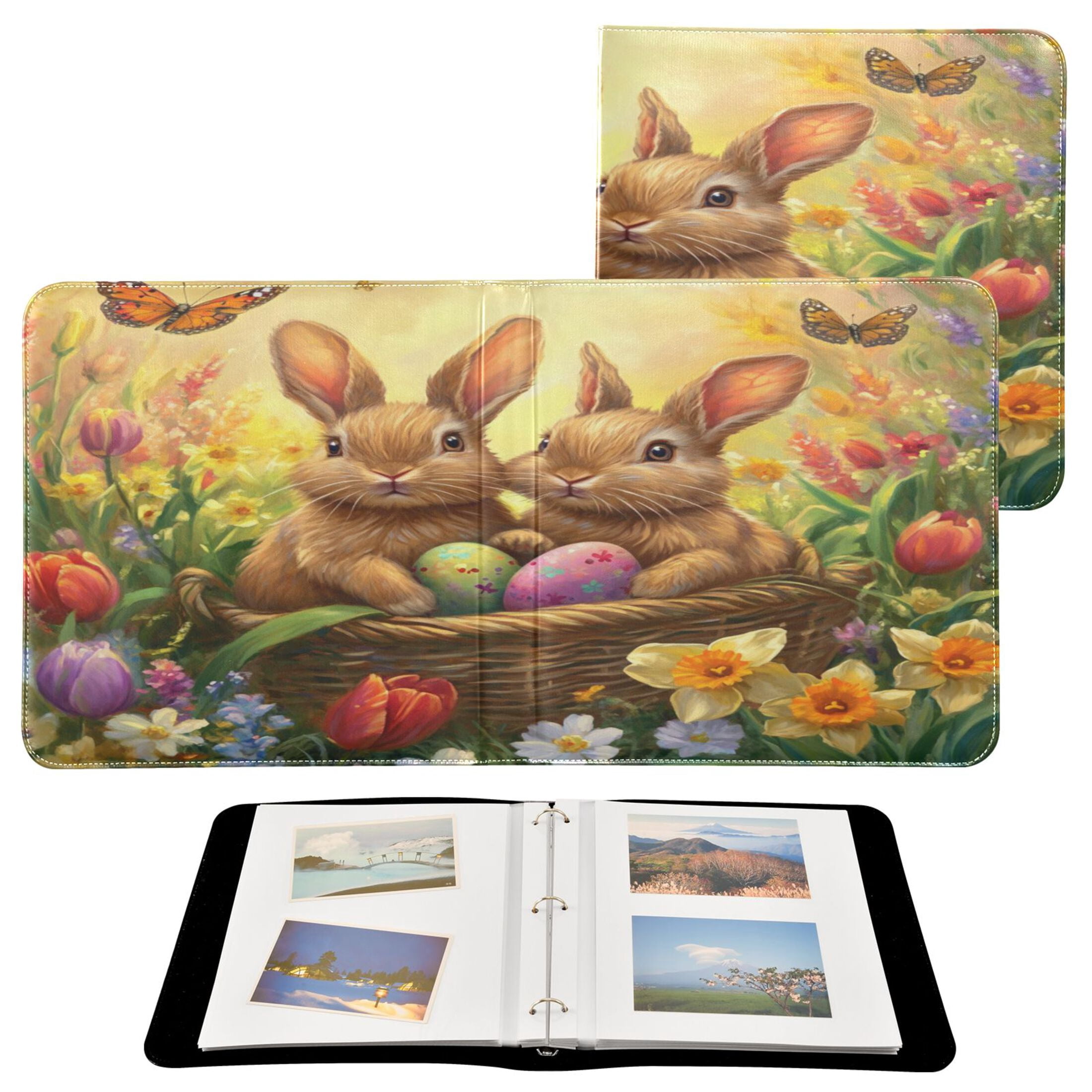BZSMCE Photo Album Book Scrapbooking Rabbit on Basket Printed Picture ...