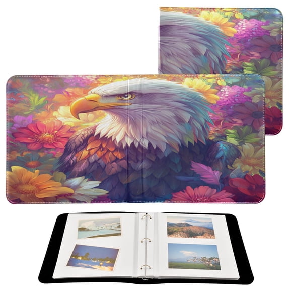 BZSMCE Photo Album Book Scrapbooking Raptor Surrounded by Flowers Printed Picture Album