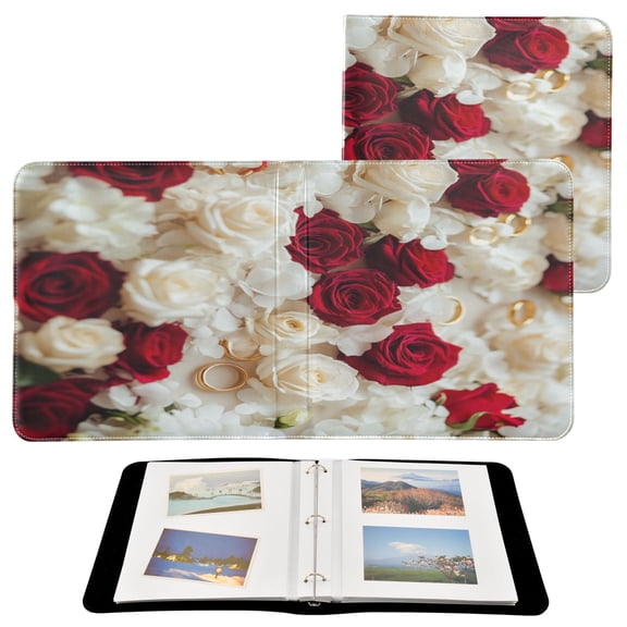 BZSMCE Photo Album Book Scrapbooking Roses and Gold Rings Printed Picture Album