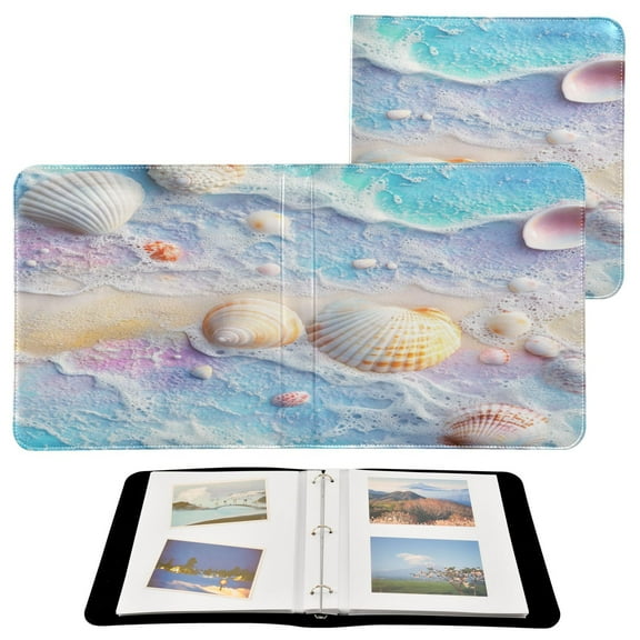 BZSMCE Photo Album Book Scrapbooking Seashells on Sandy Beach Printed Picture Album