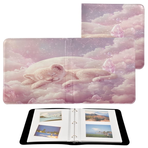 BZSMCE Photo Album Book Scrapbooking Sleeping Cub on Soft Clouds Printed Picture Album