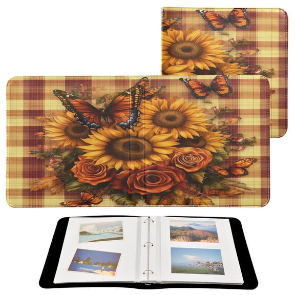 BZSMCE Photo Album Book Scrapbooking Sunflowers Roses and Butterflies Printed Picture Album