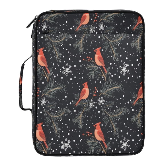 BZSMCE Pine Branch Snowflake Cardinal Pattern Pattern Water-Resistant Filing Folder Binder Organizer Keeper 1.2 Inch 3-Ring 7-Pocket Expanding File