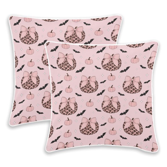 BZSMCE Pink Background Pattern Bats Pattern Throw Pillow Covers Set of 2 Decorative Pillow Cases Covers for Sofa Bed Living Room