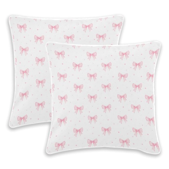 BZSMCE Pink Bow Pattern Throw Pillow Covers Set of 2 Decorative Pillow Cases Covers for Sofa Bed Living Room