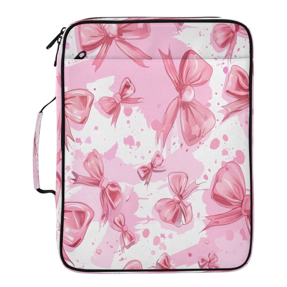 BZSMCE Pink Bow Watercolor Pattern Pattern Water-Resistant Filing Folder Binder Organizer Keeper 1.2 Inch 3-Ring 7-Pocket Expanding File