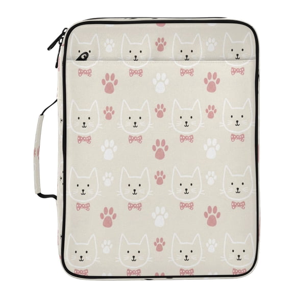 BZSMCE Pink Cat Paws Pattern Water-Resistant Filing Folder Binder Organizer Keeper 1.2 Inch 3-Ring 7-Pocket Expanding File