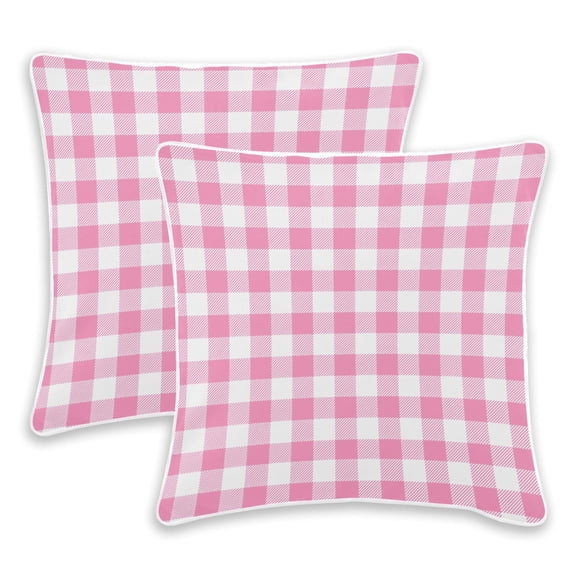 BZSMCE Pink Checked Throw Pillow Covers Set of 2 Decorative Pillow Cases Covers for Sofa Bed Living Room