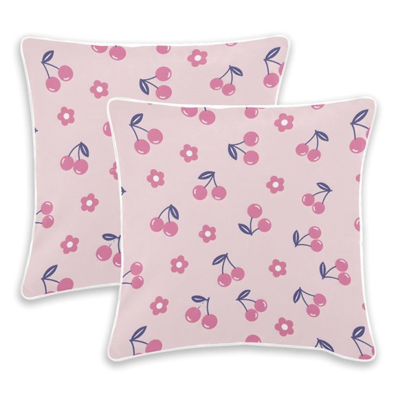 BZSMCE Pink Cherry Pattern Throw Pillow Covers Set of 2 Decorative Pillow Cases Covers for Sofa Bed Living Room