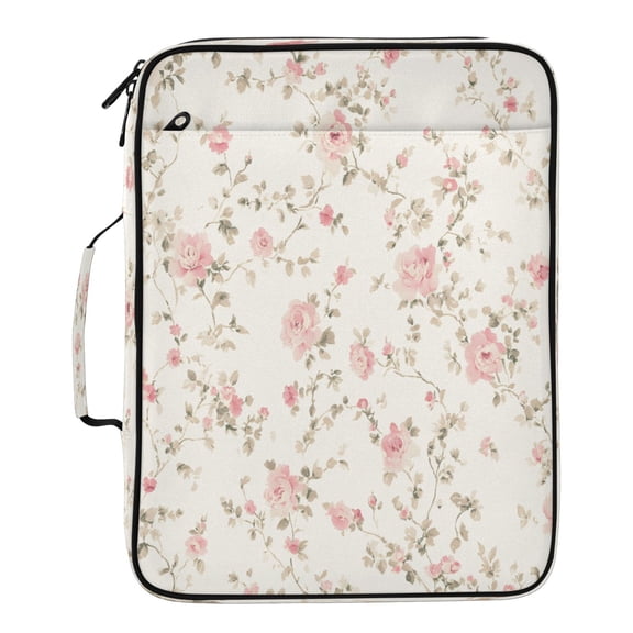 BZSMCE Pink Floral Pattern Pattern Water-Resistant Filing Folder Binder Organizer Keeper 1.2 Inch 3-Ring 7-Pocket Expanding File