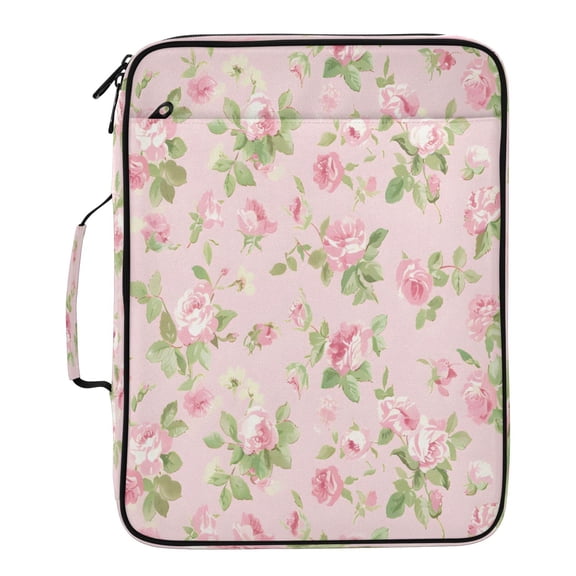 BZSMCE Pink Rose Pattern Pattern Water-Resistant Filing Folder Binder Organizer Keeper 1.2 Inch 3-Ring 7-Pocket Expanding File