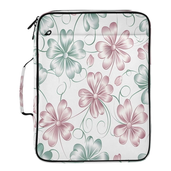 BZSMCE Pink and Green Four-leaf Clover Pattern Pattern Water-Resistant Filing Folder Binder Organizer Keeper 1.2 Inch 3-Ring 7-Pocket Expanding File