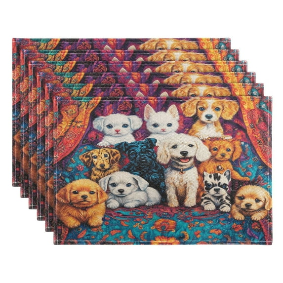 BZSMCE Placemats Puppy Parade Printed Coffee mat 12 x 18 Inch