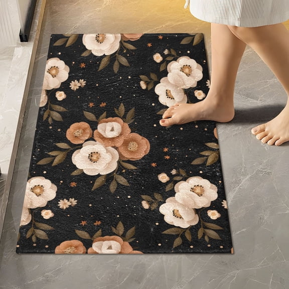BZSMCE Plant Leaves Flower Pattern Pattern 2-Piece Non-Slip Absorbent Bathroom Rug Set, Soft Bath Mat & Toilet Rug