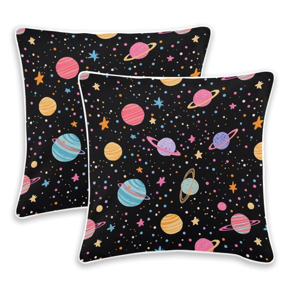 BZSMCE Playful Celestial Pattern Throw Pillow Covers Set of 2 Decorative Pillow Cases Covers for Sofa Bed Living Room