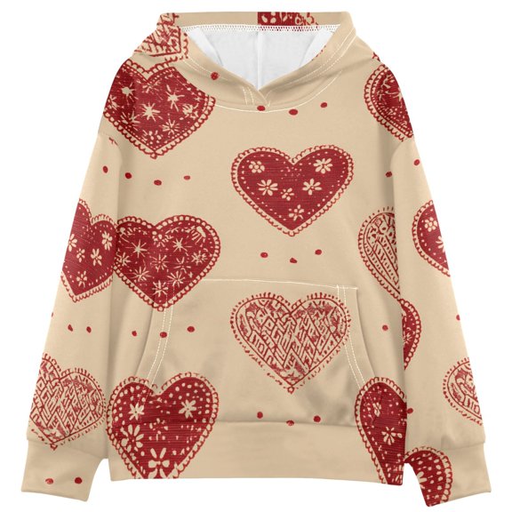BZSMCE Polka Dot Love Print Hoodie Casual Pullover Sweatshirt With Kangaroo Pocket