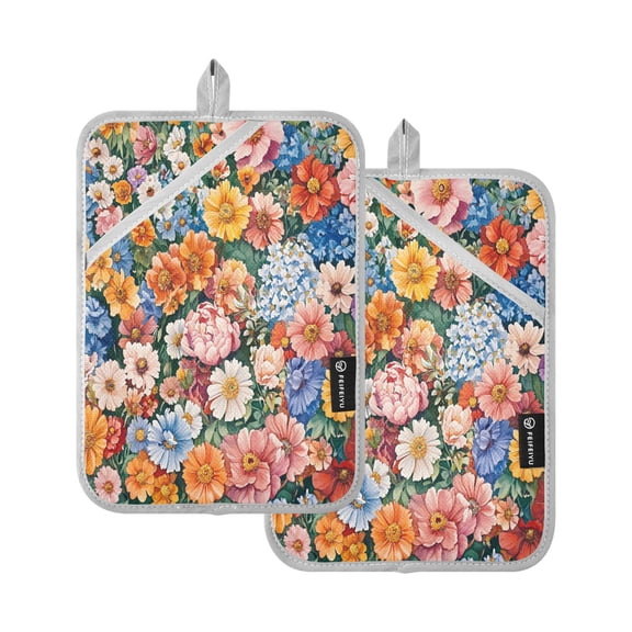 BZSMCE Pot Holder Oven Mitts Cooking Baking Colorful Floral Fiesta Creative Pattern Size:7x9.8in