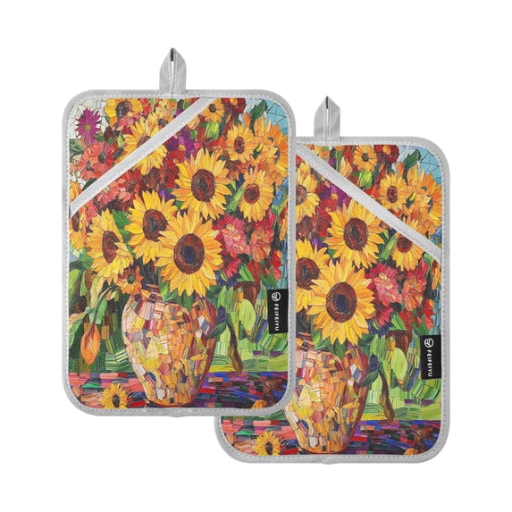 BZSMCE Pot Holder Oven Mitts Cooking Baking Floral Harmony Of Summer Creative Pattern Size:7x9.8in