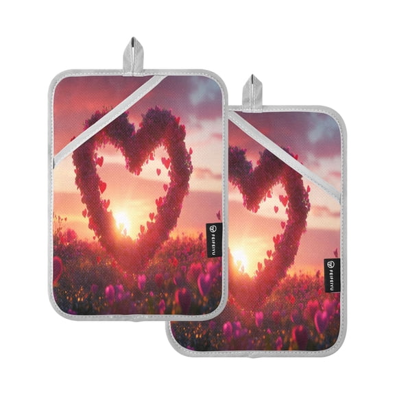 BZSMCE Pot Holder Oven Mitts Cooking Baking Heart Shaped Rose Creative Pattern Size:7x9.8in