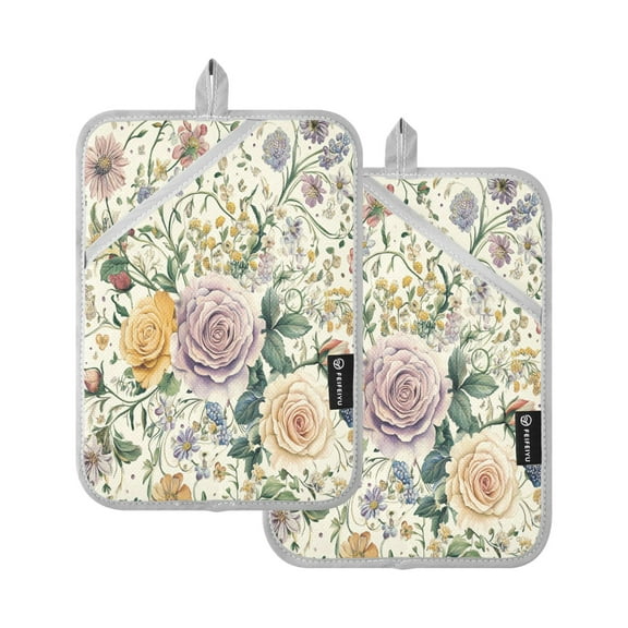 BZSMCE Pot Holder Oven Mitts Cooking Baking Whimsical Garden: Pastel Floral Design Creative Pattern Size:7x9.8in