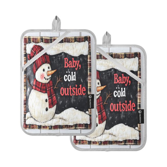 BZSMCE Pot Holder Oven Mitts Cooking baking Adorable Smiled Snowman Creative Pattern Size:7x9.8in