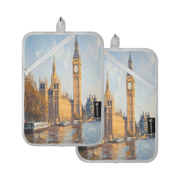 BZSMCE Pot Holder Oven Mitts Cooking baking Autumn View Of Big Ben Pattern Creative Pattern Size:7x9.8in