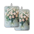 thumbnail image 1 of BZSMCE Pot Holder Oven Mitts Cooking baking Beautiful Blush Roses Creative Pattern Size:7x9.8in, 1 of 7